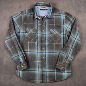 Stoic Flannel Shirt Mens XL Gray Blue Plaid Long Sleeve Button Up